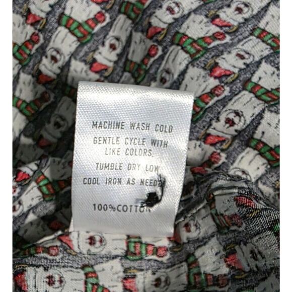 Sovereign Code Boys L 14/16 Christmas Dogs Santa Hat Button Long Sleeve Shirt - Picture 6 of 7